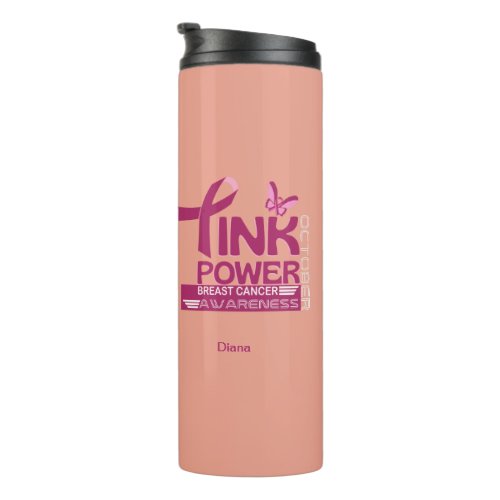 Pink Power_Breast Cancer Awareness Design Thermal Tumbler