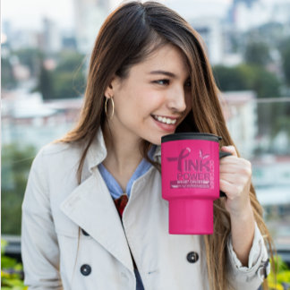 Pink Power-Breast Cancer Awareness Design Travel Mug