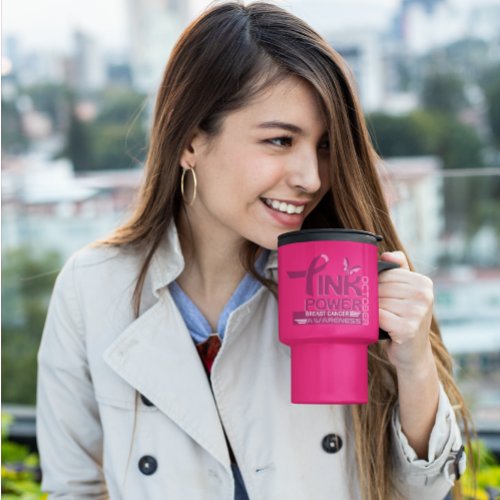 Pink Power_Breast Cancer Awareness Design Travel Mug