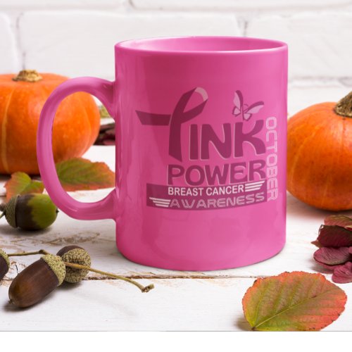 Pink Power_Breast Cancer Awareness Design Two_Tone Coffee Mug