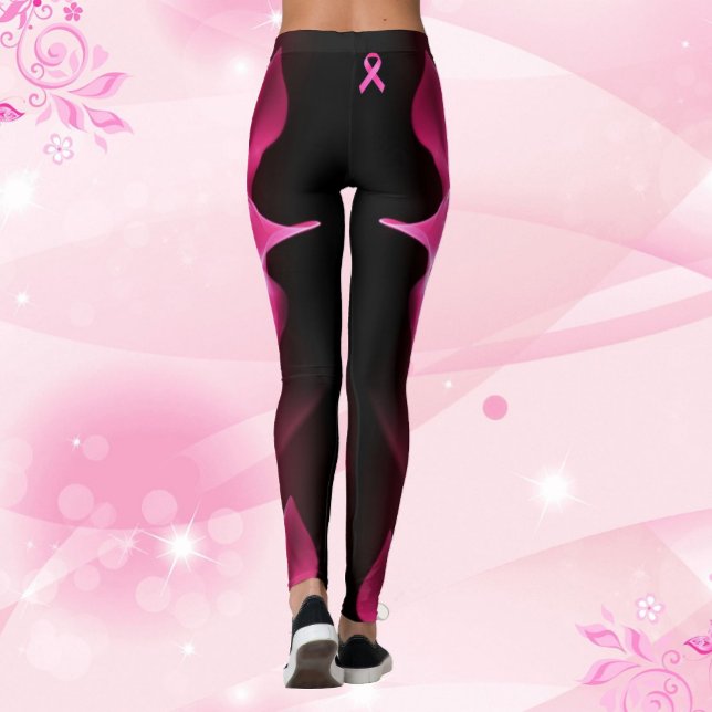 Pink Power Lightning Strike Ribbon Breast Cancer Leggings (Creator Uploaded)
