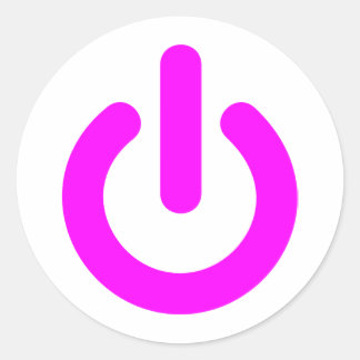 Pink Power On Switch Classic Round Sticker