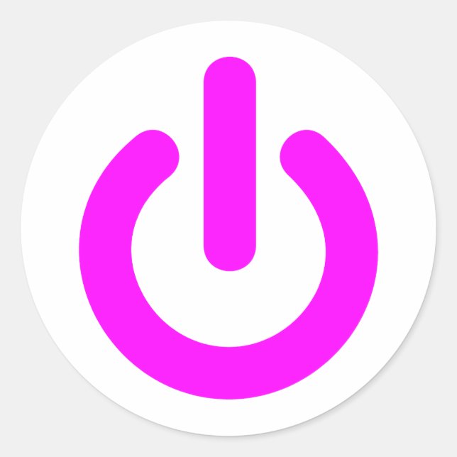 Pink Power On Switch Classic Round Sticker (Front)