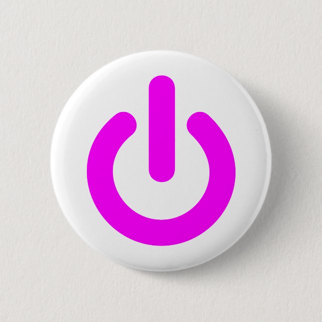 Pink Power On Switch Pinback Button (Front)
