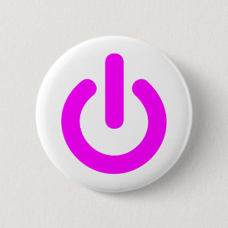 Pink Power On Switch Pinback Button