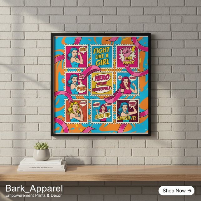 Pink Power Pop Art Poster - Breast Cancer Awarenes (Creator Uploaded)