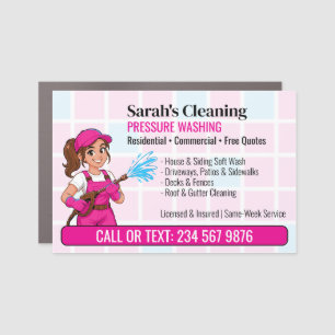 Pink Power Washer Girl Water Splash Pressure Wash Car Magnet