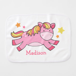 Pink Prancing Pony Burp Cloth