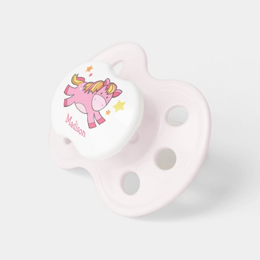 Pink Prancing Pony Personalized Pacifier (Front Right)
