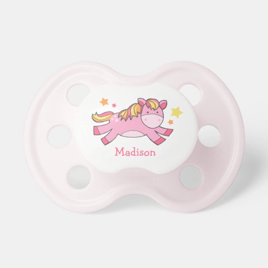 Pink Prancing Pony Personalized Pacifier (Front)