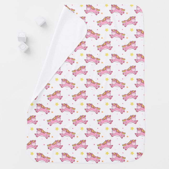 Pink Prancing Pony Swaddle Blanket (In Situ)