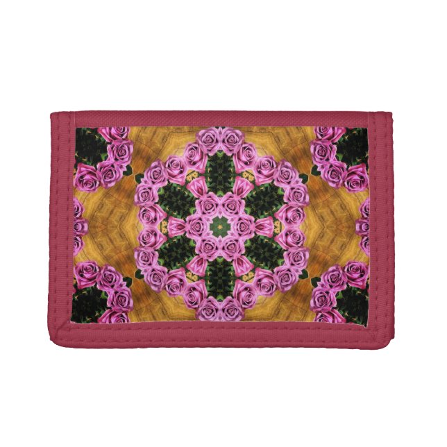 Pink Prancing Posies   Tri-fold Wallet (Front)