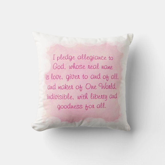 Pink Prayer Pillow, One World Throw Pillows (Front)