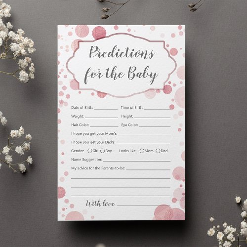 Pink Predictions  Advice for the baby shower game