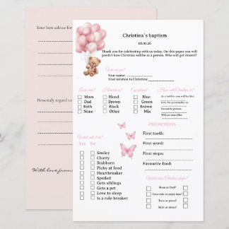 Pink Predictions and advice game for Baptism