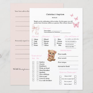 Pink Predictions and advice game for Baptism