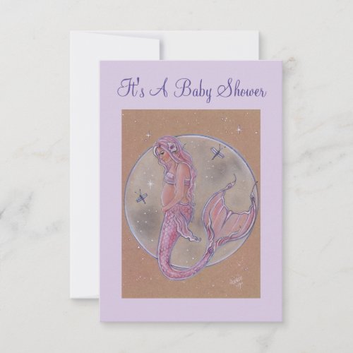 Pink pregnancy mermaid baby shower invitations