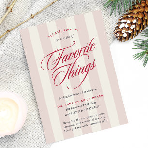 Pink Prep Stripe Holiday Favorite Things Party Invitation