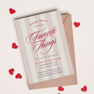 Pink Prep Stripe Holiday Favorite Things Party Invitation