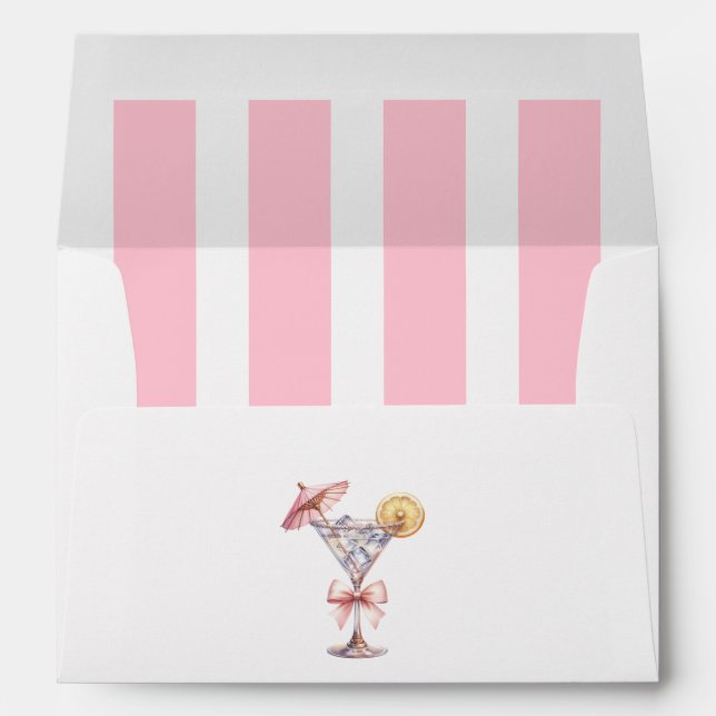 Pink Preppy A Tini One Martini Baby Shower Envelope (Back (Bottom))