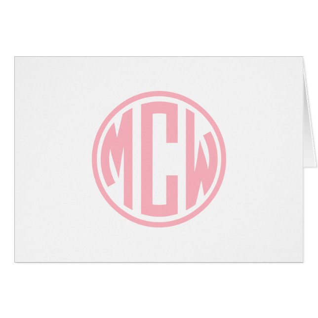 Pink Preppy Circle Monogram  Font DIY BG Cards (Front Horizontal)