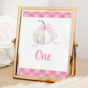 Pink Preppy Pumpkin Birthday Table Number Poster