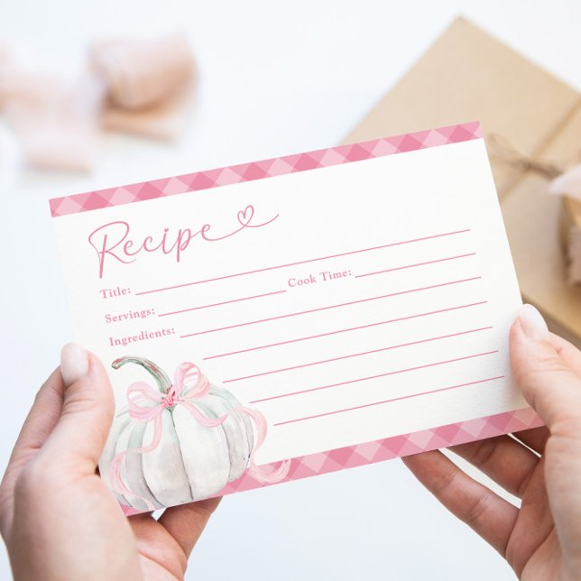 Pink Preppy Pumpkin First Birthday Recipe Card (Creator Uploaded)