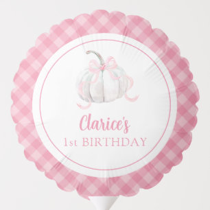 Pink Preppy Pumpkin Girl 1st Birthday Balloon
