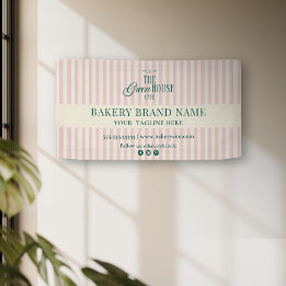 Pink Preppy Stripes Bakery Logo Event Display Banner