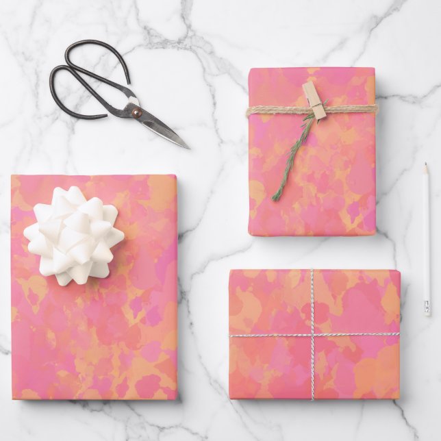 Pink Prerogative Painted Abstract Pattern Wrapping Paper Sheets (Front)