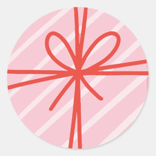 Pink Present Circle Sticker 
