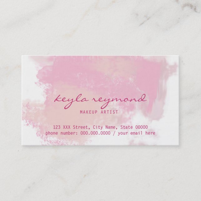 Pink presentation / make-up makeup pinkish business card (Front)