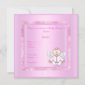 Pink pretty baby angel baby shower invitation (Back)
