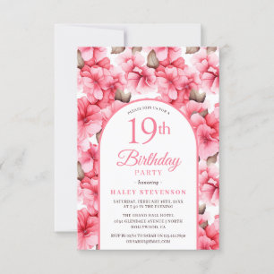 Pink Pretty Garden Floral Arch Chic 19th Birthday Invitation
