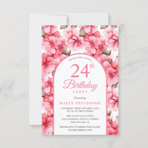 Pink Pretty Garden Floral Arch Chic 24th Birthday Invitation