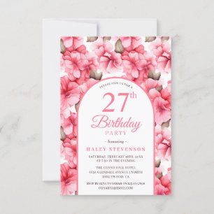 Pink Pretty Garden Floral Arch Chic 27th Birthday Invitation