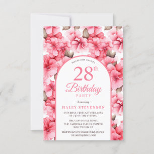 Pink Pretty Garden Floral Arch Chic 28th Birthday Invitation