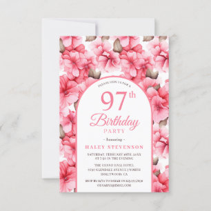 Pink Pretty Garden Floral Arch Chic 97th Birthday Invitation