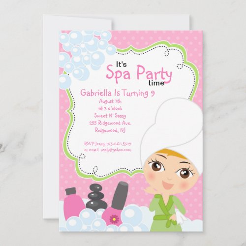 Pink Pretty Girl Spa Birthday Party Invitation