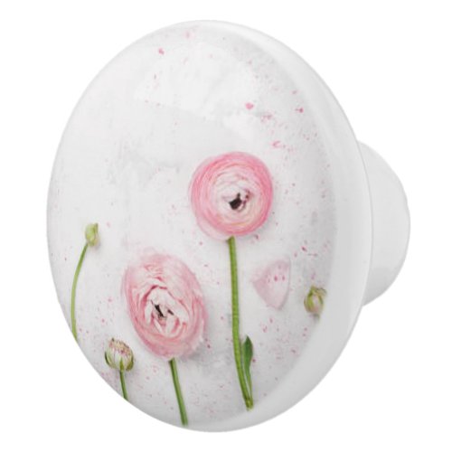 Pink Prim Rose Ceramic KnobPull Ceramic Knob