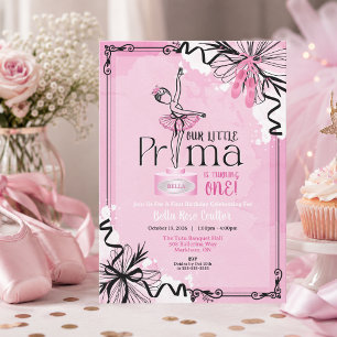 Pink Prima Ballerina Birthday Invitation for Girls
