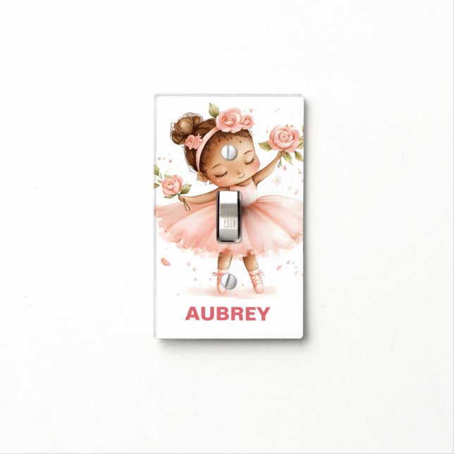 Pink Prima Ballerina Light Switch Cover (In Situ)