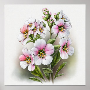 Pink Primrose Flowers Art Print Poster