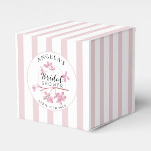 Pink Primrose Parisian Stripes Bridal Shower  Favor Boxes