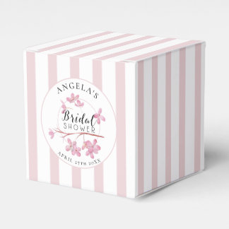 Pink Primrose Parisian Stripes Bridal Shower  Favor Boxes