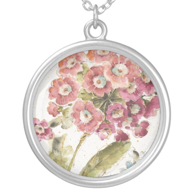 Pink Primrose Silver Plated Necklace (Front)