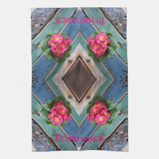 Pink Primroses on Blue and Green Boatboard