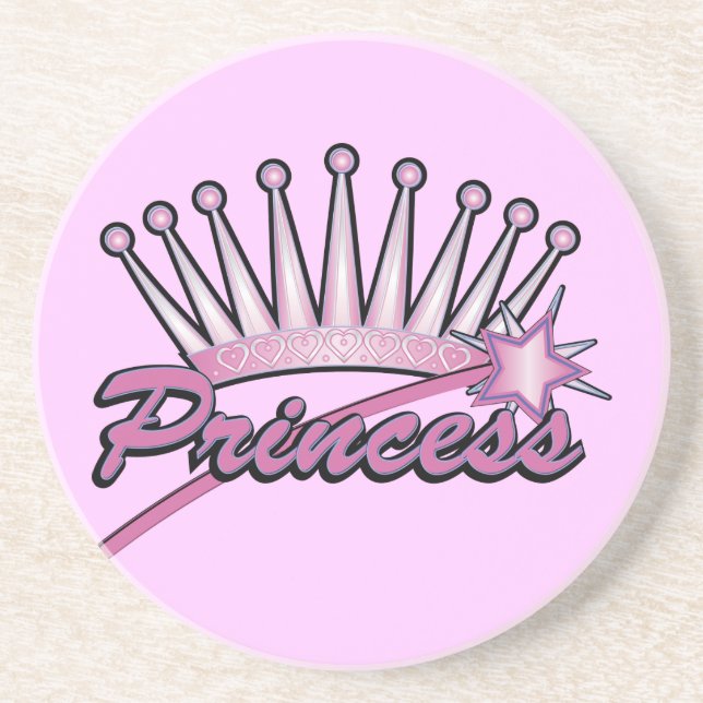 Pink Princes Crown Drink Coaster (Front)