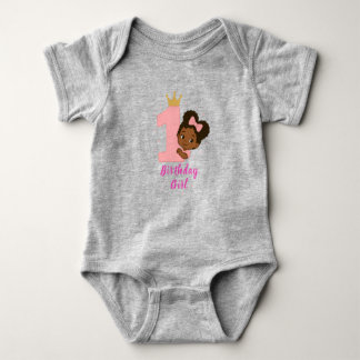 Pink Princess 1st Birthday Design Baby Bodysuit