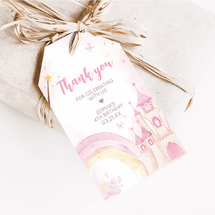 Pink Princess 4th Birthday Party Favor Tags